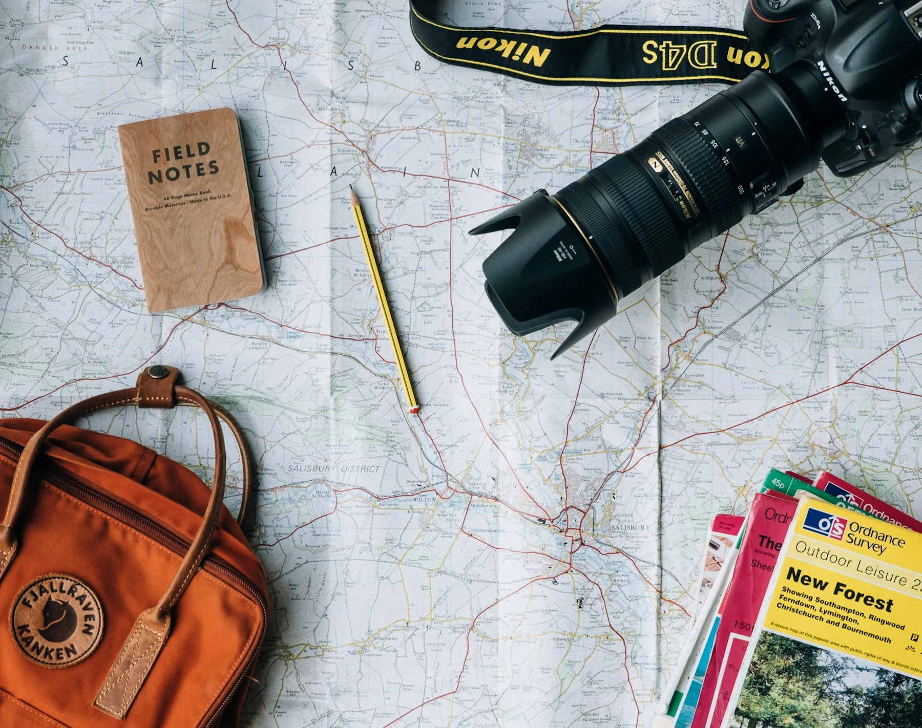 Illustrative travel planning still life